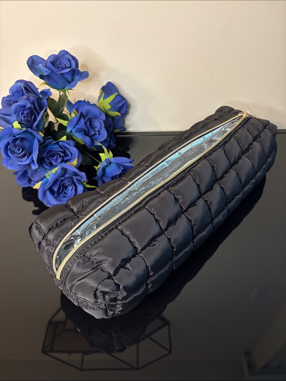 NWT Ivy London Quilted Black Hair Tool Bag - size 17”